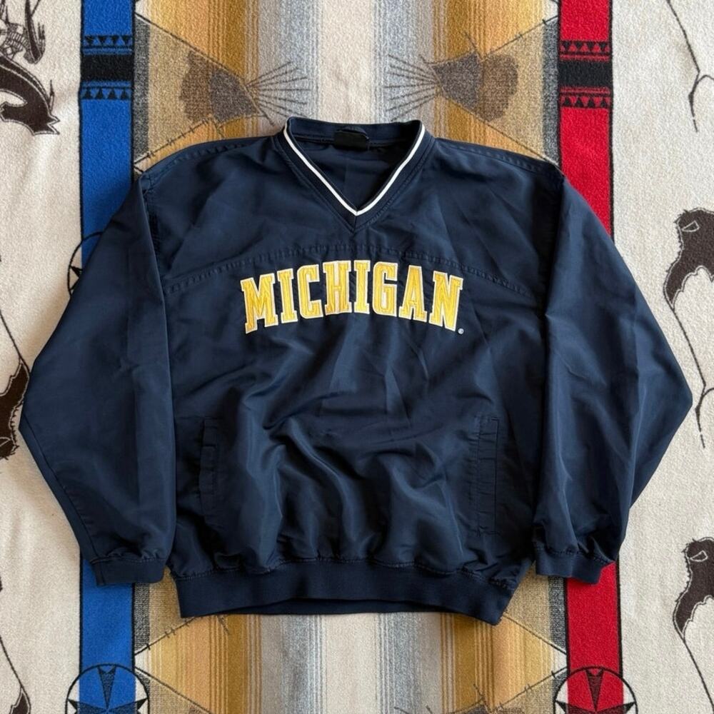 Vintage Y2K University Of Michigan Wolverines Pullover Windbreaker Size XL